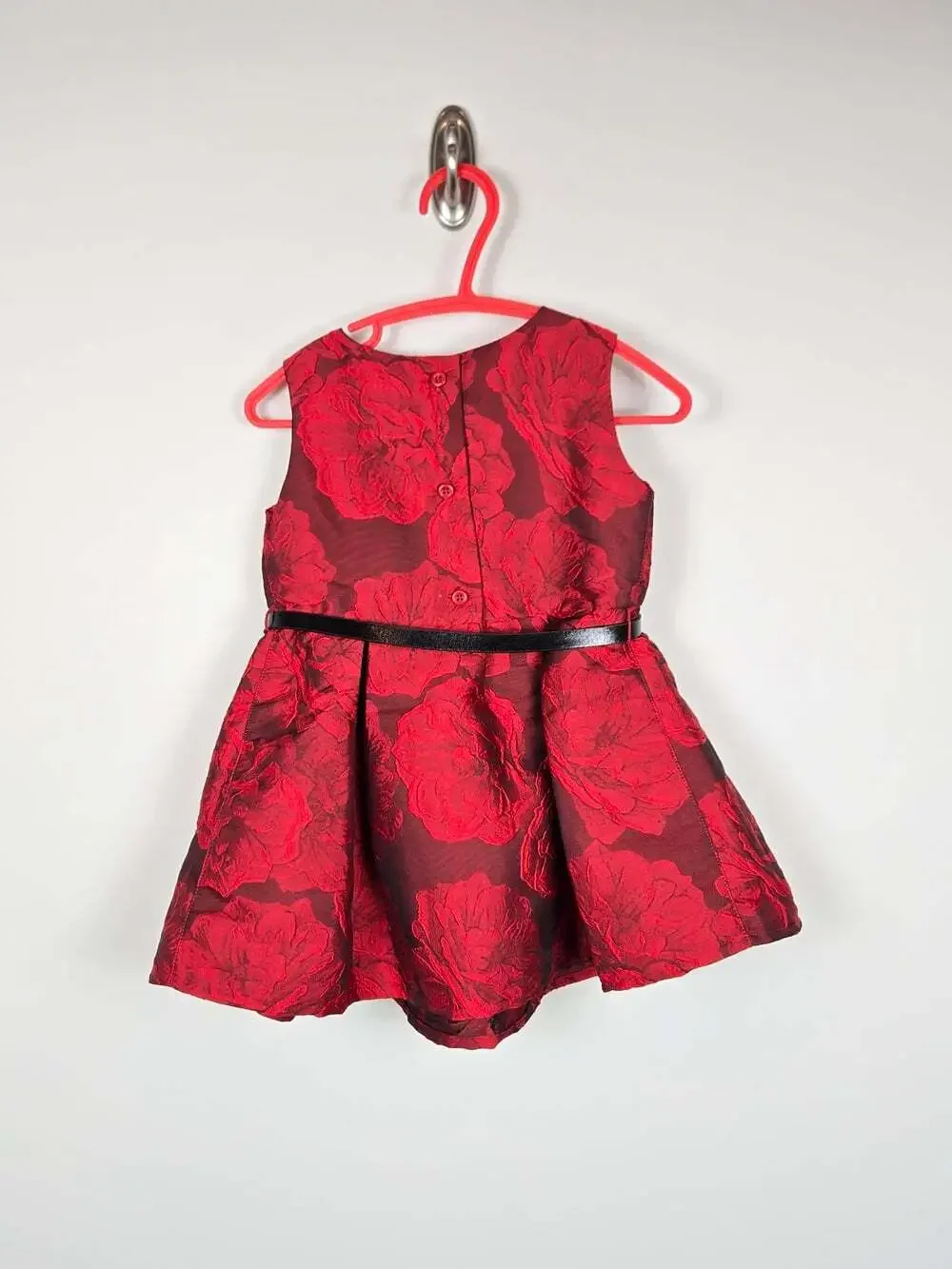 The Children's Place Girls 18-24M Red Rose Brocade Holiday Party Dress Belt